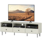 TV Stand for up to 75 Inches, TV Table with 3 Storage Shelves, 3 Drawers for Living Room, Bedroom, Cream White