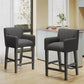Set of 2 Upholstered Counter Stools with Durable Craftsmanship, Contemporary Style with Rubberwood Frame, 24×23×39.5 inch, Charcoal