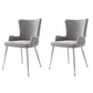 Set of 2 Velvet Dining Chairs with Electroplated Metal Legs, Ergonomic Chairs for Dining & Living Room, 21.5'' L x 20.5'' W x 33.5'' H, Gray+Silver