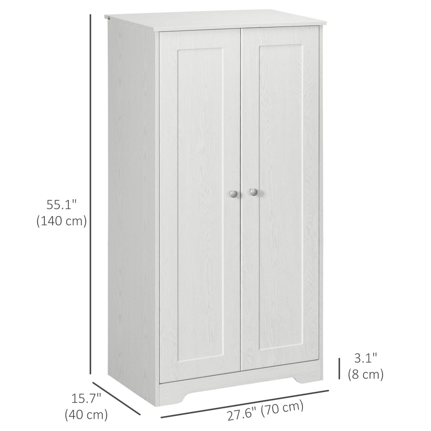 Kitchen Storage Cabinet, Freestanding Pantry Cabinet with 2 Doors and Adjustable Shelves, Distressed White