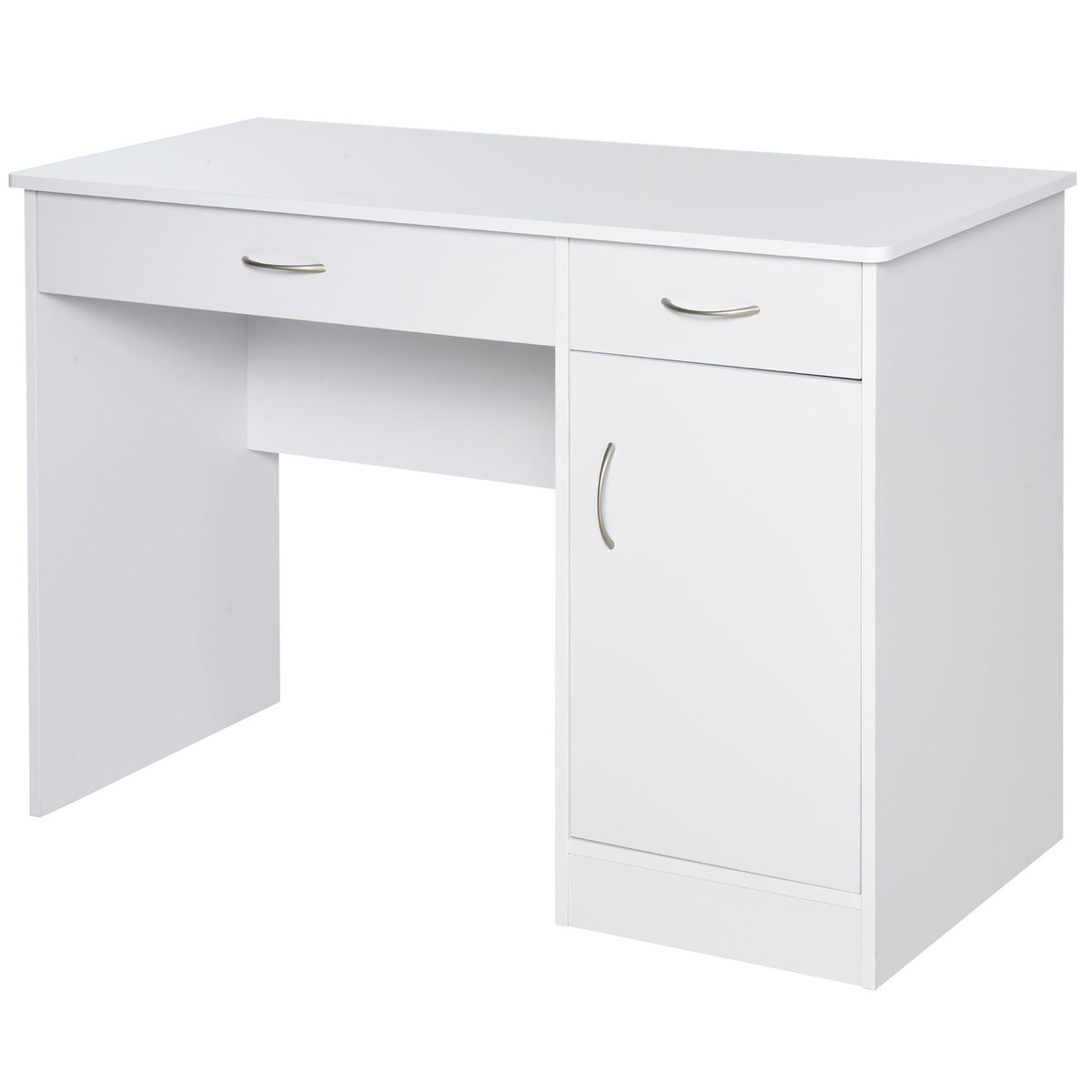 Computer Desk with Storage Drawers and Cabinet - White