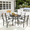 5 Piece Outdoor Dining Set with Round Table and 4 Stackable Chairs, for Backyard, Lawn, Deck, Balcony, Pool Side