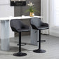 Adjustable Bar Stools Set of 2, Swivel Barstools with Footrest and Back, PU Leather and Steel Round Base, Black