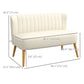 Modern 2 Seat Sofa for Bedroom, Upholstered Two Seater Couch with Rubber Wood Legs, Cream White