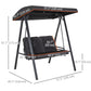 2-Seater Outdoor Porch Swing with Adjustable Canopy, Patio Swing Chair for Garden, Poolside, Backyard, Black