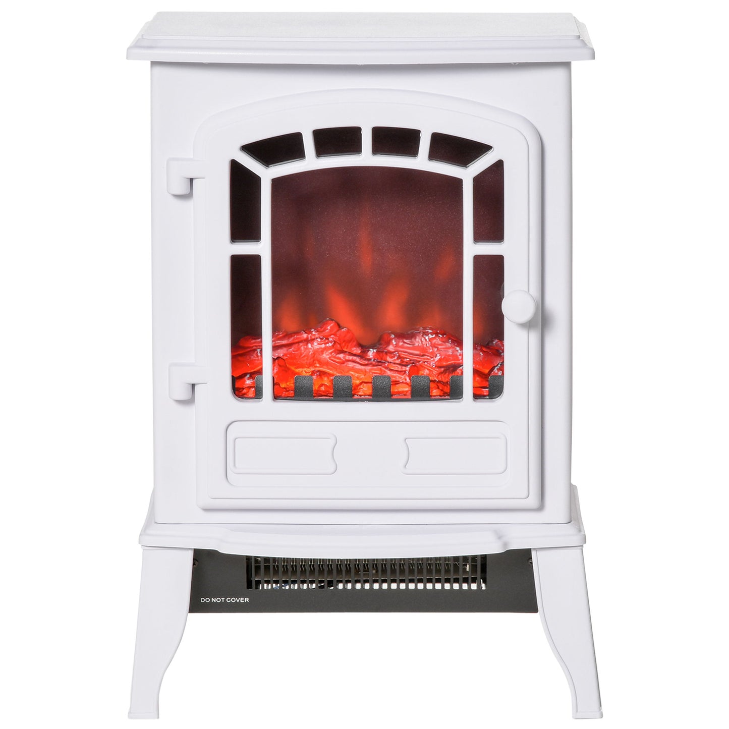 Electric Fireplace Heater, Freestanding Fireplace Stove with Realistic Flame Effect Overheat Protection 750W/1500W White