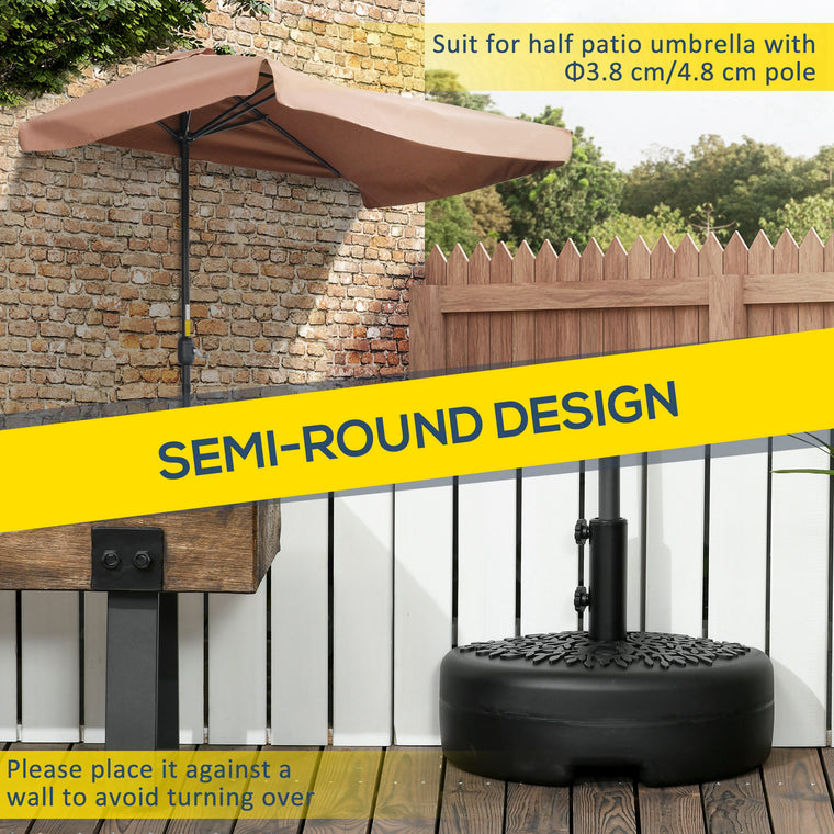 Black Plastic Half Round Umbrella Base, Up to 46lb