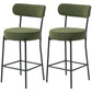 Set of 2 Corduroy Bar Stools with Backrest - Green