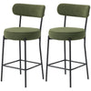 Set of 2 Corduroy Bar Stools with Backrest - Green