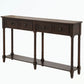 Console Table with Two Storage Drawers and Bottom Shelf, Easy Assembly, Solid Wood Frame, 58" L x 11" W x 34" H, Dark Brown