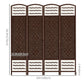 4 Panel Folding Room Divider, Portable Privacy Screen, Wave Fiber Room Partition for Home Office, Brown