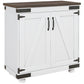 Sideboard Buffet with Barn Door and Shelves - White and Brown