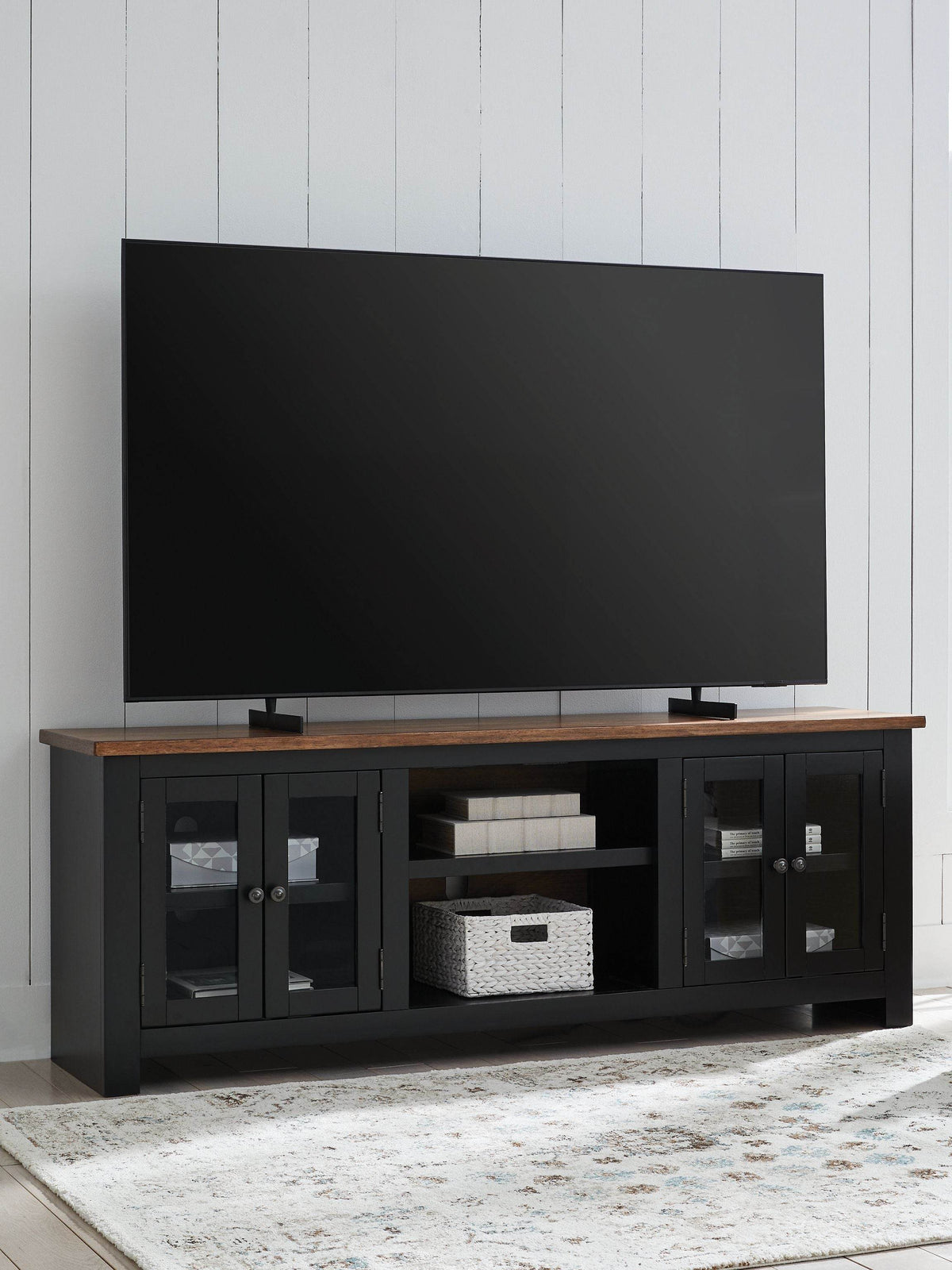 Wildenauer - XL TV Stand With Fireplace Option - Brown / Black
