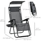 Outdoor Zero Gravity Reclining Lounger Chair with Canopy Shade, Side Tray, Cupholder, Light Grey
