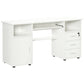 Computer Desk with Keyboard Tray and Drawers - White
