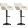 Swivel Bar Stools Set of 2, Adjustable PU Leather - Cream White