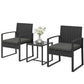 Outdoor Bistro Set, 3 Piece Wicker Patio Furniture Set with Glass Top Table and Cushions for Porch, Balcony, Dark Grey