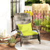 Patio Wicker Adirondack Chair, Outdoor PE Rattan Fire Pit Chair, Muskoka Chair w/ Soft Cushions, Tall Curved Backrest and Comfortable Armrests for Deck Garden, Green