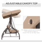 Convertible Patio Swing Bed with Canopy and Cushions, 3 Seater Porch Swing for Outdoor, Backyard, Garden, Black
