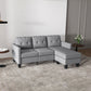 L-shaped Sofa, 3 Seater Couch with Ottoman, Corner Sofa with Thick Padded Cushion and Wood Legs, Light Grey