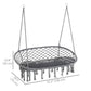 Patio Hammock Chair 2 Seat, Hanging Rope Hammock Swing Chair with Metal Frame and Cushion, Large Macrame Seat for Indoor and Outdoor 396 lbs Capacity, Dark Grey