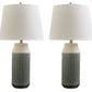 Afener - Blue / Beige - Ceramic Table Lamp (Set of 2)