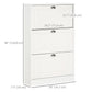 Shoe Cabinet with 3 Flip Drawers, Narrow Shoe Storage Cabinet, Holds 12 Pairs for Entryway, Hallway, White