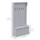 4-In-1 Hall Tree with Coat Rack, Top Shelf, Shoe Storage and Bench Seat, Entryway Bench with 5 Hooks, Grey