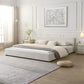 King Upholstered Wide-Edge Bed with 12 Wooden Slats, Breathable Fabric, Solid Bed Frame with 6 Support Legs, 87.5'' L x 83'' W x 27.5'' H, Beige