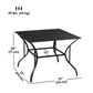 Outdoor Dining Table for Four, Patio Table with Parasol Hole, Square Garden Table with Slatted Metal Plate Top, for Backyard, Poolside, Black