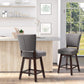 2 Pieces Swivel Bar Stools, Counter Height Stools Set of 2 with Wood Legs and Footrests for Dining Room, Dark Grey