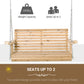2 Seater Porch Swing Wooden Patio Swing Chair Seat with Cup Holder and Chains Outdoor Swing Bench for Garden Yard, White