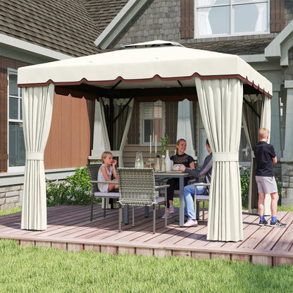 10' x 10' Cream White Soft-Top Gazebo with Curtains