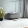 Upholstered Bedroom Bench, Channel Tufted Ottoman Bench with Thick Padding and Metal Legs, Grey