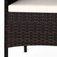 Wicker Bistro Set, 3 Piece Patio Furniture Set with 2-Tier Glass Top Table, Cushions for Balcony, Porch, Beige