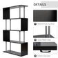 5-Tiers Geometric Wooden Bookcase S-Shaped Storage Bookshelf Display with Metal Frame for Living Room, Bedroom, Home Office, Black