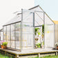 6' x 8' x 6.5' Walk-in Greenhouse, Polycarbonate Greenhouse with Adjustable Roof Vent, Base, Sliding Door, Clear