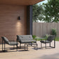 4 Piece Outdoor Furniture Set, Patio Conversation Set with Tempered Glass Table, Loveseat, Chairs, Cushions, Light Grey