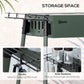 Portable BBQ Grill, Charcoal Grill with Side Seasoning Baskets, Hooks and Nets for Outdoor, Picnic, Camping, Dark Green