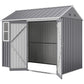 Metal Garden Storage Shed, Outdoor Tool Storage House with Lockable Door, Vents, Sloped Roof, Light Grey