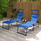 Folding Chaise Lounge with Adjustable Sunroof, Outdoor Quick Dry Padded Tanning Chairs with Headrest, Reclining Back Outdoor Lounge Chair, for Beach, Yard, Patio, Blue