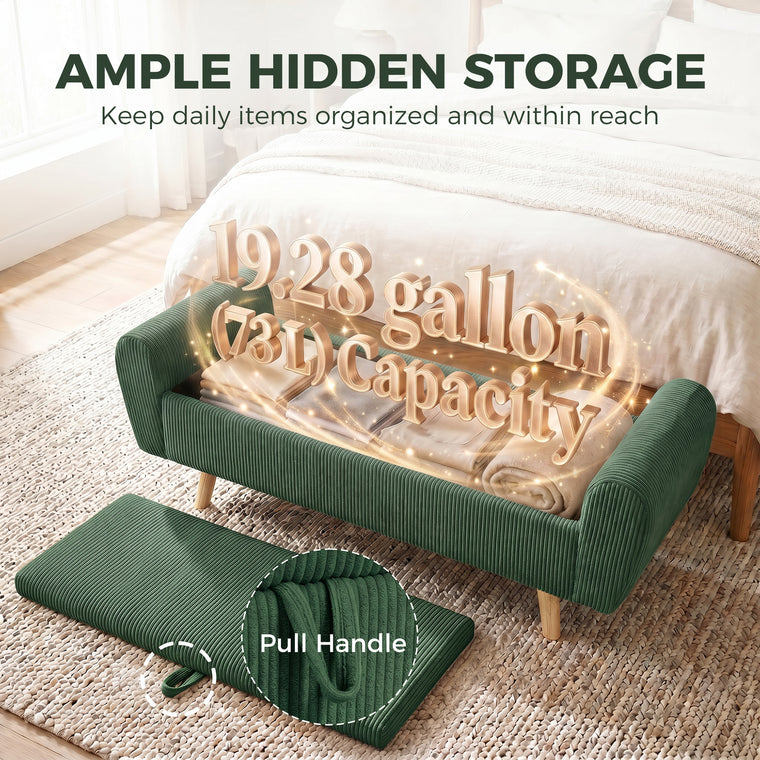 59" Corduroy End-of-Bed Storage Bench