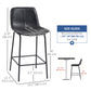 Bar Stools Set of 2, Upholstered Counter Height Bar Chairs, Kitchen Stools with Steel Legs