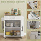 Rolling Island with Wheels for Kitchen, Kitchen Island on Rollers with Power Outlets, Drawer and Doors