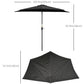 9ft Half Round Umbrella Outdoor Patio Garden Balcony Parasol Window Sun Shade w/ 5 Ribs Black
