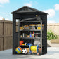 4' x 3' Plastic Garden Shed with Floor, Outdoor Small Shed with Lockable Door, Window and Vent, Dark Grey