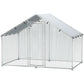 Metal Chicken Coop, 9.8 x 11.2 FT Walk-in Chicken Run with Cover, Lockable Door, Outdoor Poultry Cage for 10-15 Chickens