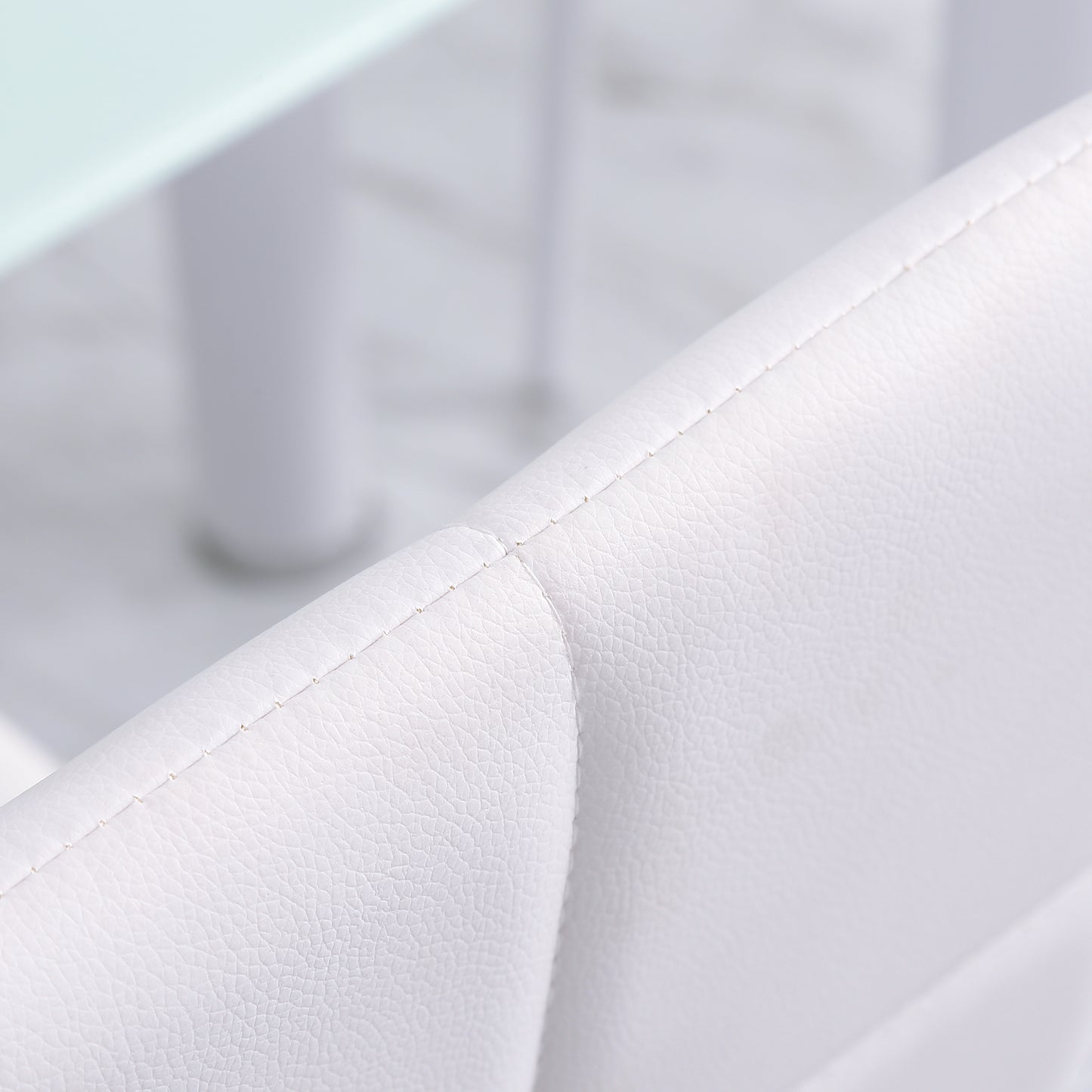 Set of 4 Modern Style Dining Chairs, Button Tufted High Back Side Chairs with Upholstered Seat, Steel Legs, White