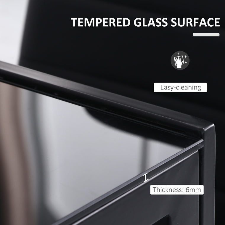 Rectangular Tempered Glass Dining Table for 4 - Black