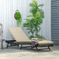 Wicker Patio Lounger, Outdoor Recliners Lounge Chair w/ 5-Level Adjustable Backrest, Cushion for Outdoor, Khaki
